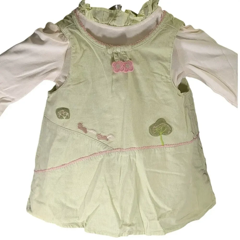 Gymboree 3-6 Months Bunny Corduroy Jumper Dress Outfit Easter Spring Baby Girl